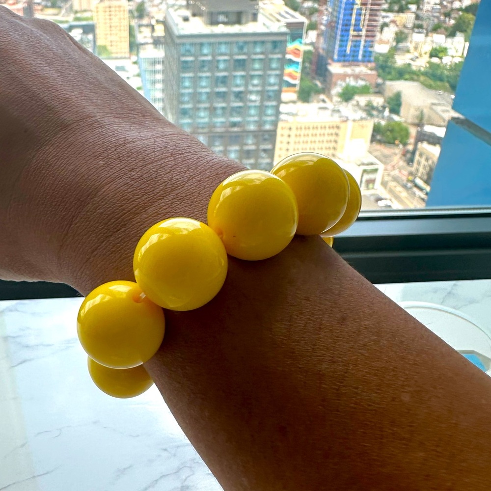 Retro Look- Egg Yolk Big Round Jewelry Bracelet Yellow Summer Jewelry